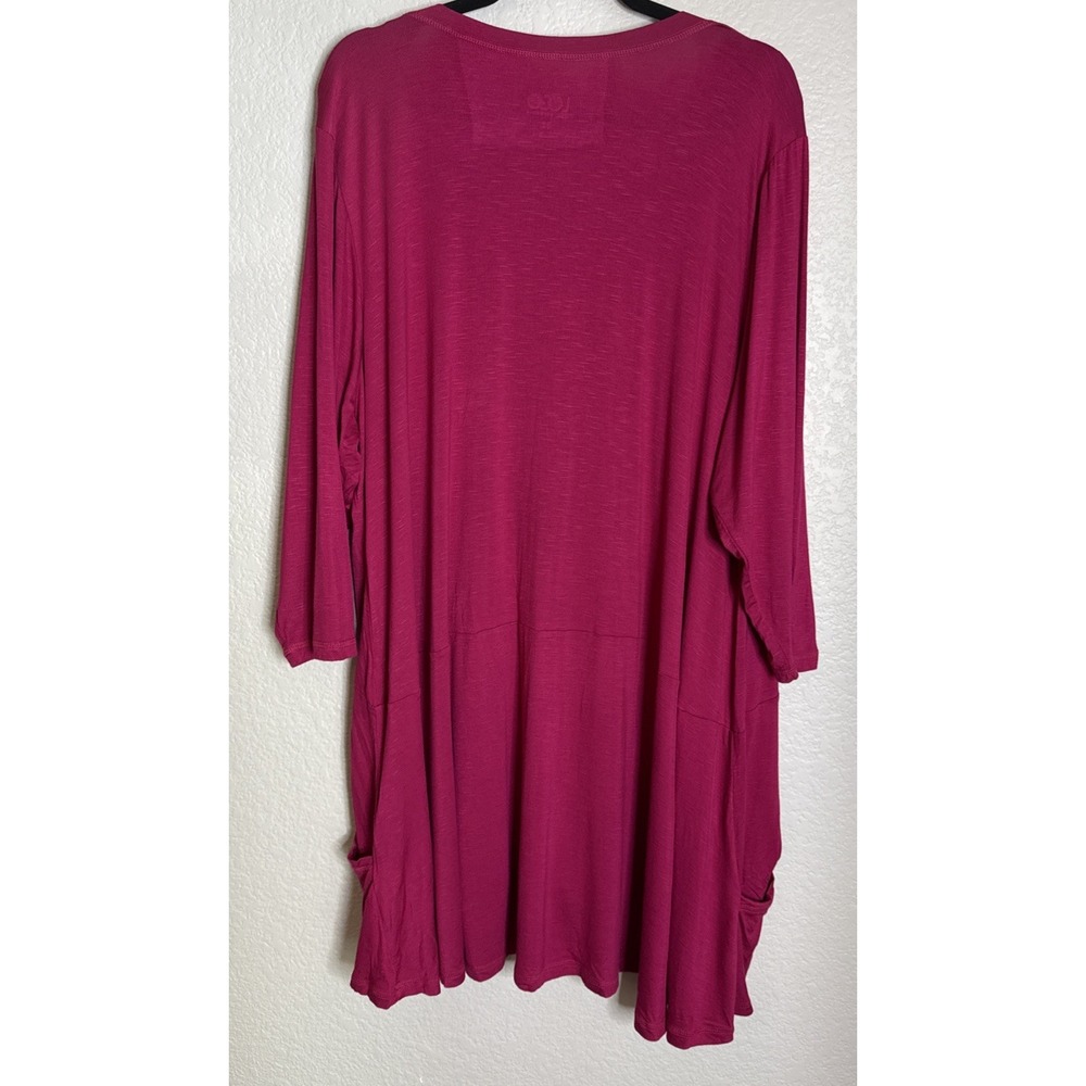 LOGO by Lori Goldstein Womens 3X Pink Long Sleeve Top Dress Tunic Pockets Beach - Picture 2 of 9